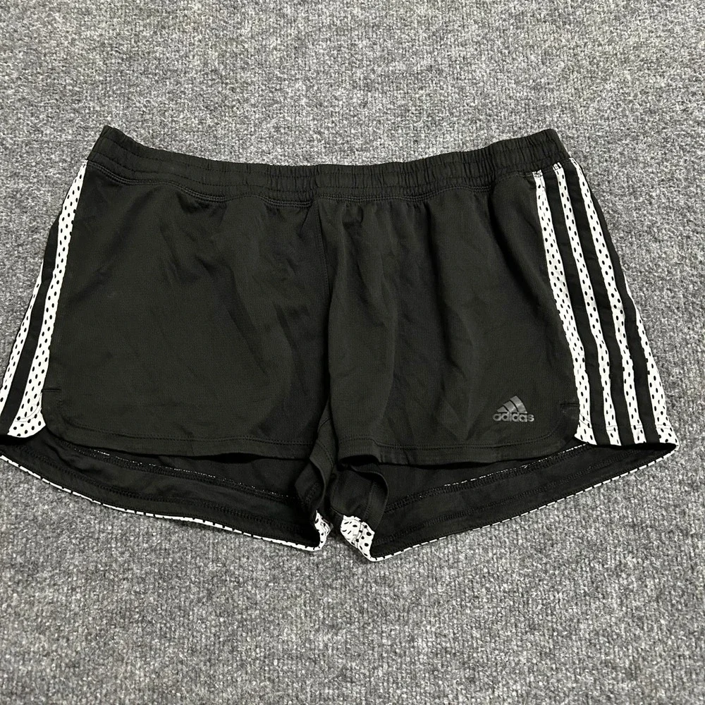 Adidas Shorts Womens Size M Black Climalite Mesh Trim Athletic Running Gym